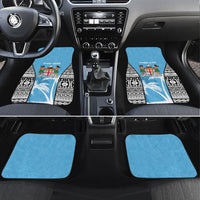 Personalised Fiji Day 2026 Car Mats Masi Tapa Pattern With Palm Tree LT05 Set 4pcs Blue - Polynesian Pride