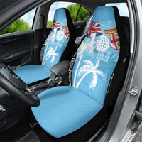 Fiji Day 2026 Car Seat Cover Masi Tapa Pattern With Palm Tree LT05 - Polynesian Pride