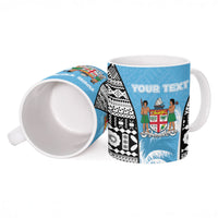 Personalised Fiji Day 2026 Ceramic Mug Masi Tapa Pattern With Palm Tree LT05 - Polynesian Pride