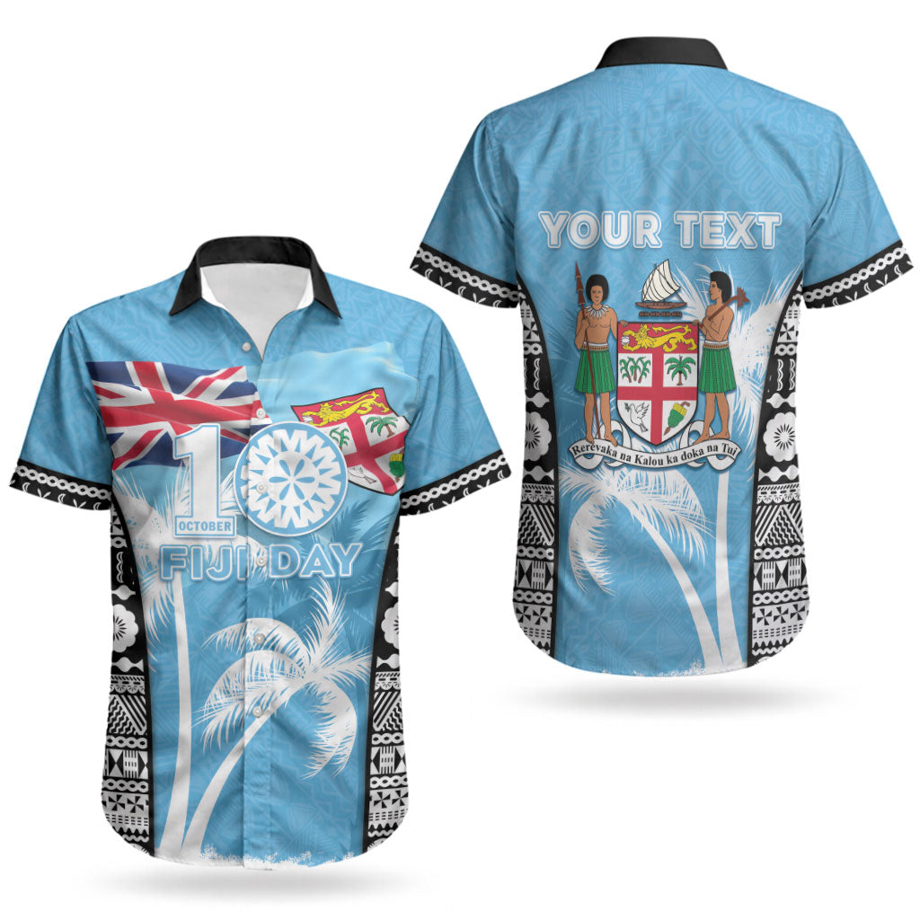 Personalised Fiji Day 2026 Couples Matching Puletasi and Hawaiian Shirt Masi Tapa Pattern With Palm Tree LT05 - Polynesian Pride