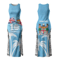 Personalised Fiji Day 2026 Couples Matching Tank Maxi Dress and Hawaiian Shirt Masi Tapa Pattern With Palm Tree LT05 - Polynesian Pride
