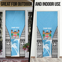 Personalised Fiji Day 2026 Door Cover Masi Tapa Pattern With Palm Tree LT05 - Polynesian Pride