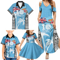 Personalised Fiji Day 2026 Family Matching Summer Maxi Dress and Hawaiian Shirt Masi Tapa Pattern With Palm Tree LT05 - Polynesian Pride