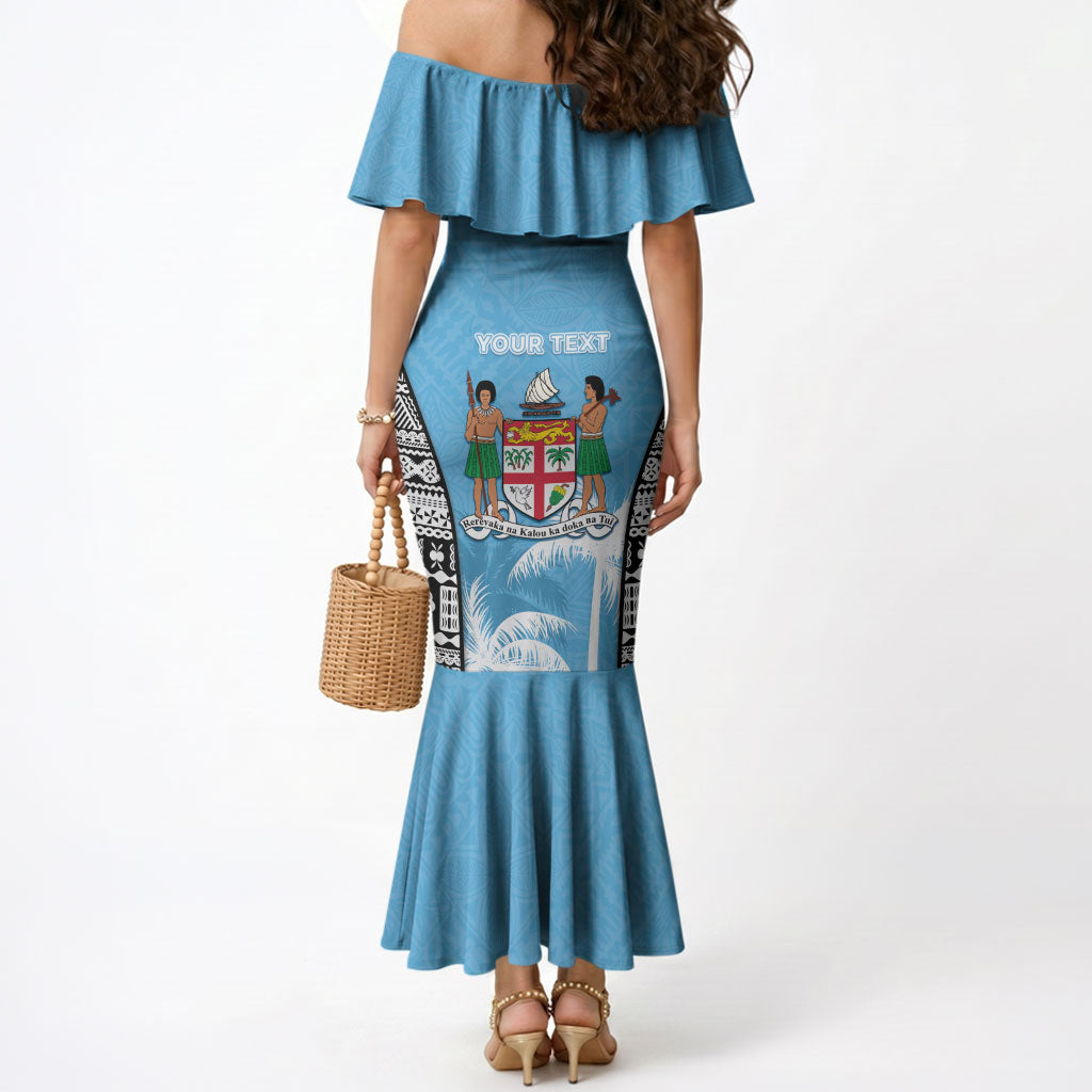 Personalised Fiji Day 2026 Mermaid Dress Masi Tapa Pattern With Palm Tree LT05 - Polynesian Pride