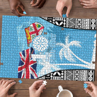 Fiji Day 2026 Puzzle Masi Tapa Pattern With Palm Tree LT05 - Polynesian Pride