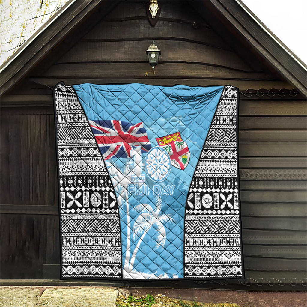 Fiji Day 2026 Quilt Masi Tapa Pattern With Palm Tree LT05 - Polynesian Pride
