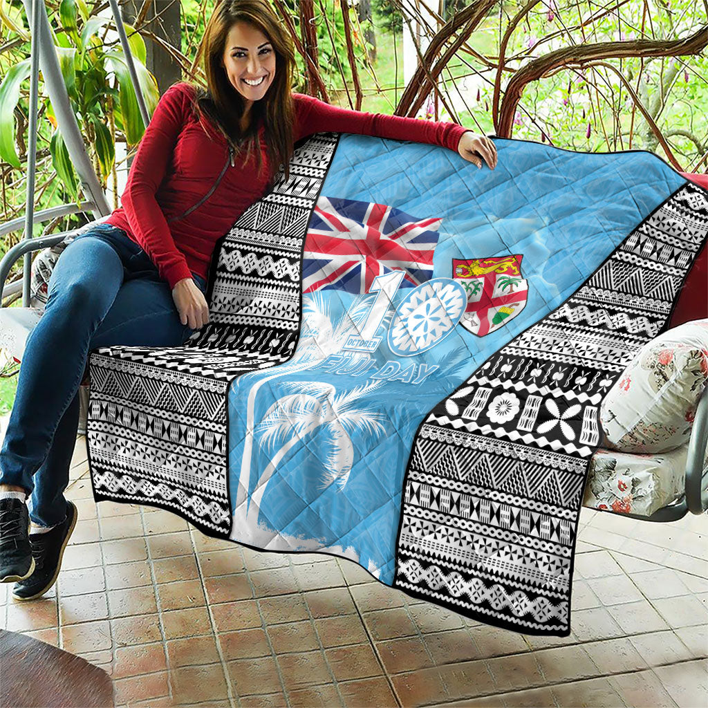 Fiji Day 2026 Quilt Masi Tapa Pattern With Palm Tree LT05 - Polynesian Pride