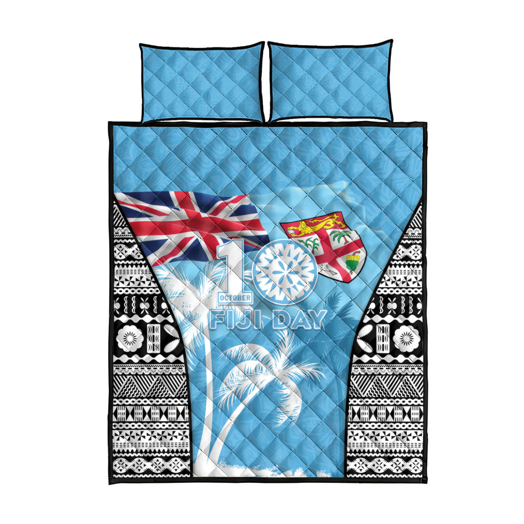 Fiji Day 2026 Quilt Bed Set Masi Tapa Pattern With Palm Tree LT05 - Polynesian Pride