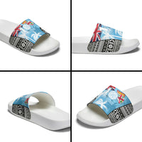 Fiji Day 2026 Slide Sandals Masi Tapa Pattern With Palm Tree LT05 - Polynesian Pride