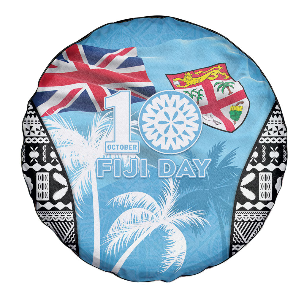 Fiji Day 2026 Spare Tire Cover Masi Tapa Pattern With Palm Tree LT05 - Polynesian Pride