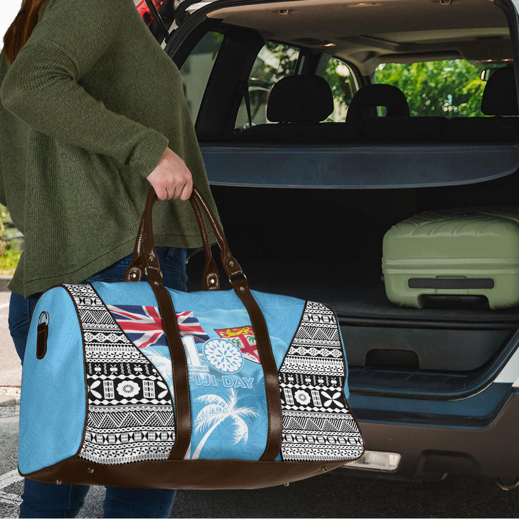 Fiji Day 2026 Travel Bag Masi Tapa Pattern With Palm Tree LT05 - Polynesian Pride