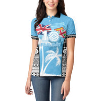 Personalised Fiji Day 2026 Women Polo Shirt Masi Tapa Pattern With Palm Tree LT05 - Polynesian Pride