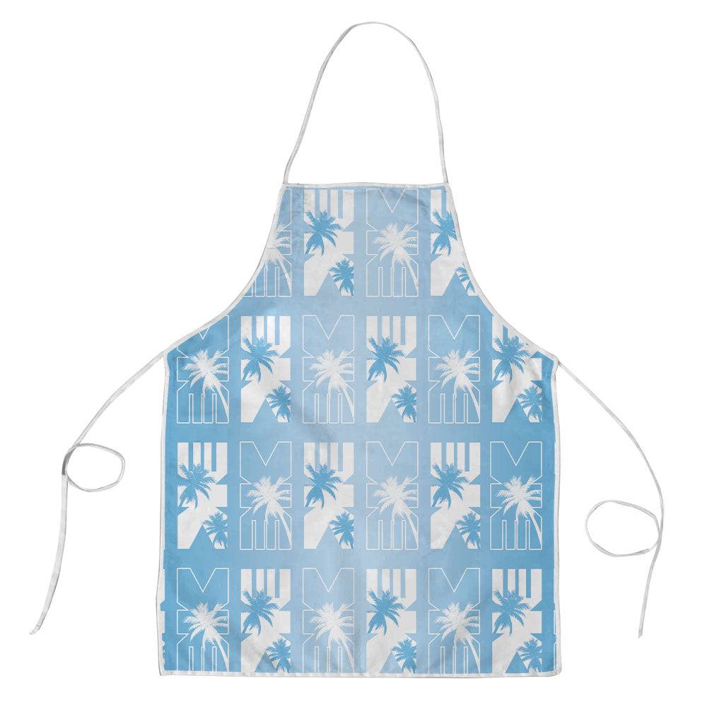 Bula Fiji Apron Blue Makare Masi Tapa Pattern LT05 Blue - Polynesian Pride