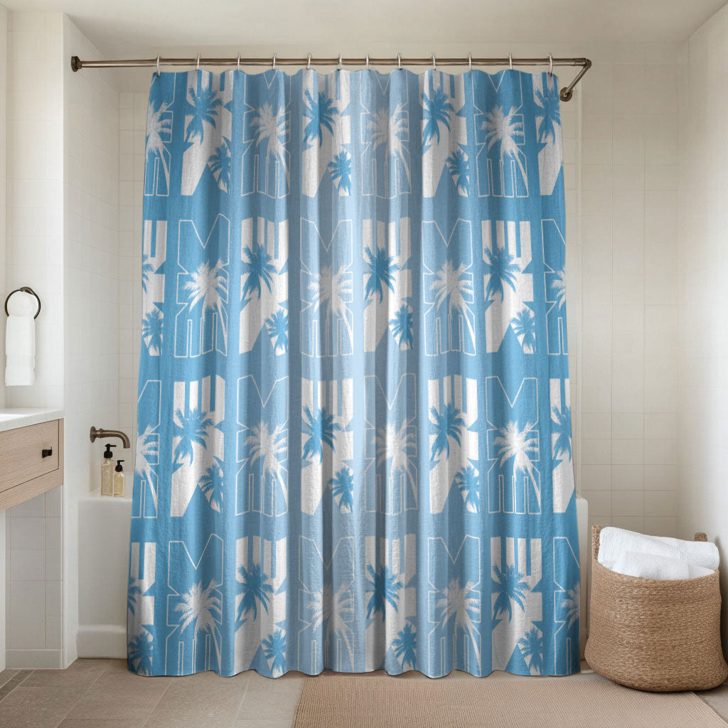 Bula Fiji Bathroom Set Blue Makare Masi Tapa Pattern LT05 Shower Curtain Only Blue - Polynesian Pride
