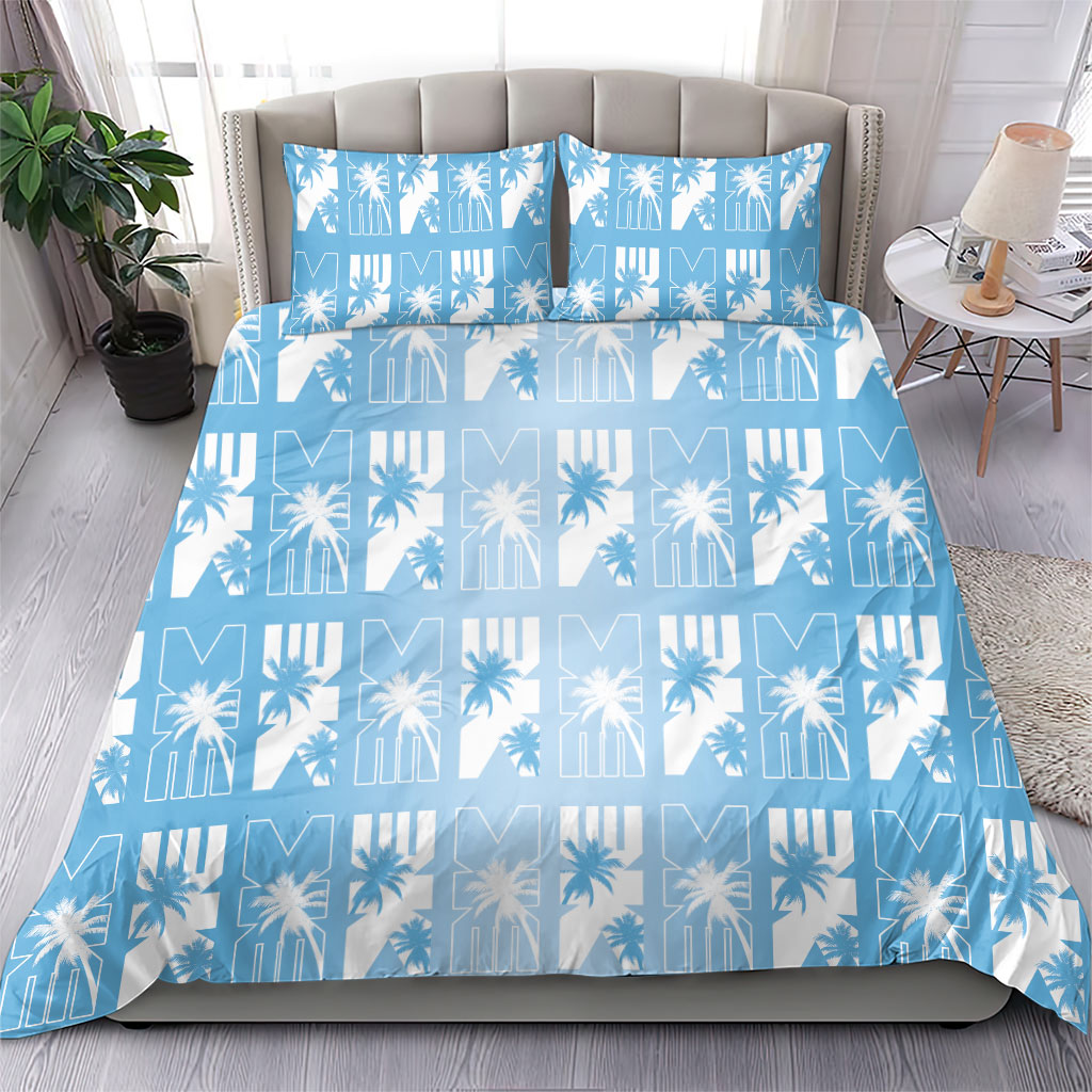 Bula Fiji Bedding Set Blue Makare Masi Tapa Pattern LT05 - Polynesian Pride