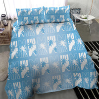 Bula Fiji Bedding Set Blue Makare Masi Tapa Pattern LT05 - Polynesian Pride