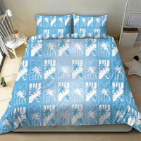 Bula Fiji Bedding Set Blue Makare Masi Tapa Pattern LT05 - Polynesian Pride