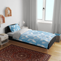 Bula Fiji Bedding Set Blue Makare Masi Tapa Pattern LT05 - Polynesian Pride