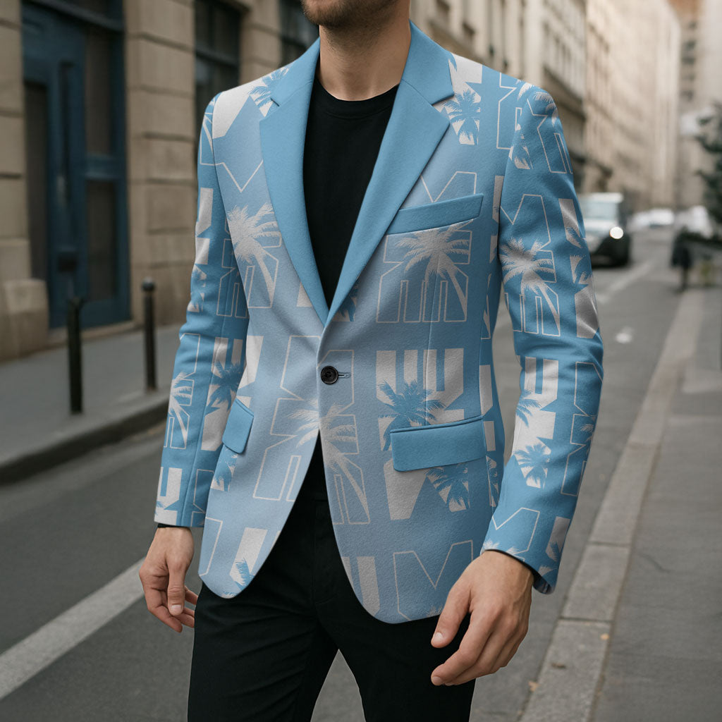 Bula Fiji Blazer Blue Makare Masi Tapa Pattern LT05 - Polynesian Pride