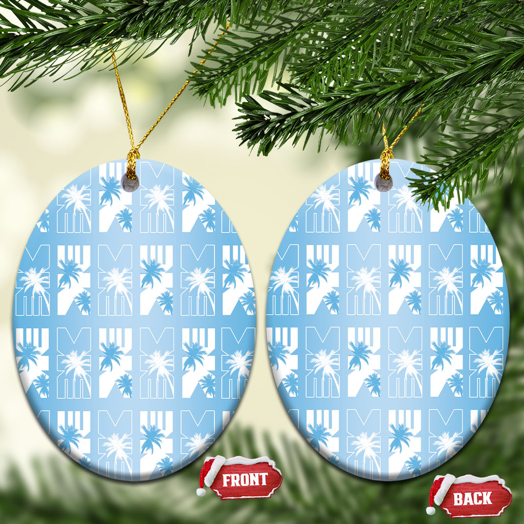 Bula Fiji Ceramic Ornament Blue Makare Masi Tapa Pattern LT05 Oval Blue - Polynesian Pride