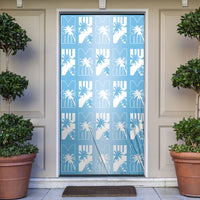Bula Fiji Door Cover Blue Makare Masi Tapa Pattern LT05 Blue - Polynesian Pride