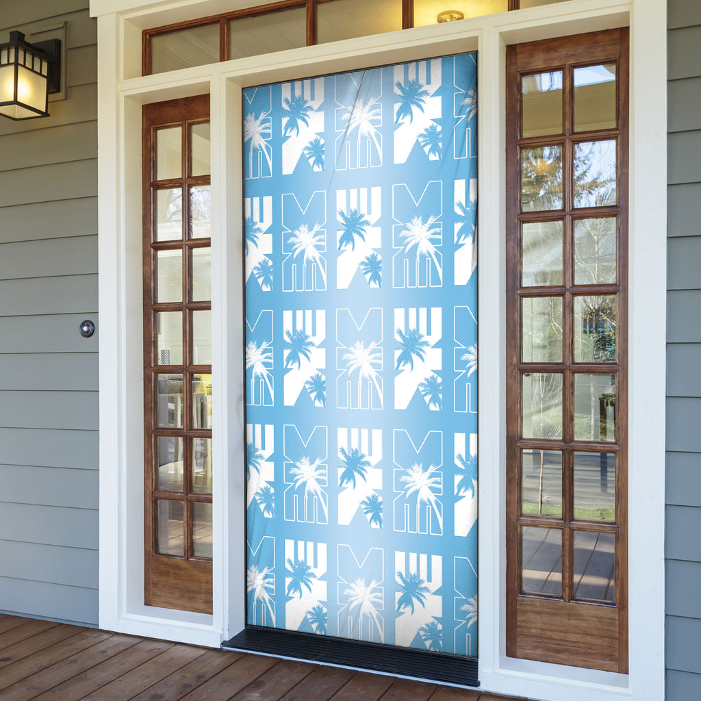 Bula Fiji Door Cover Blue Makare Masi Tapa Pattern LT05 - Polynesian Pride