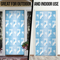 Bula Fiji Door Cover Blue Makare Masi Tapa Pattern LT05 - Polynesian Pride