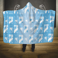 Bula Fiji Hooded Blanket Blue Makare Masi Tapa Pattern LT05 - Polynesian Pride