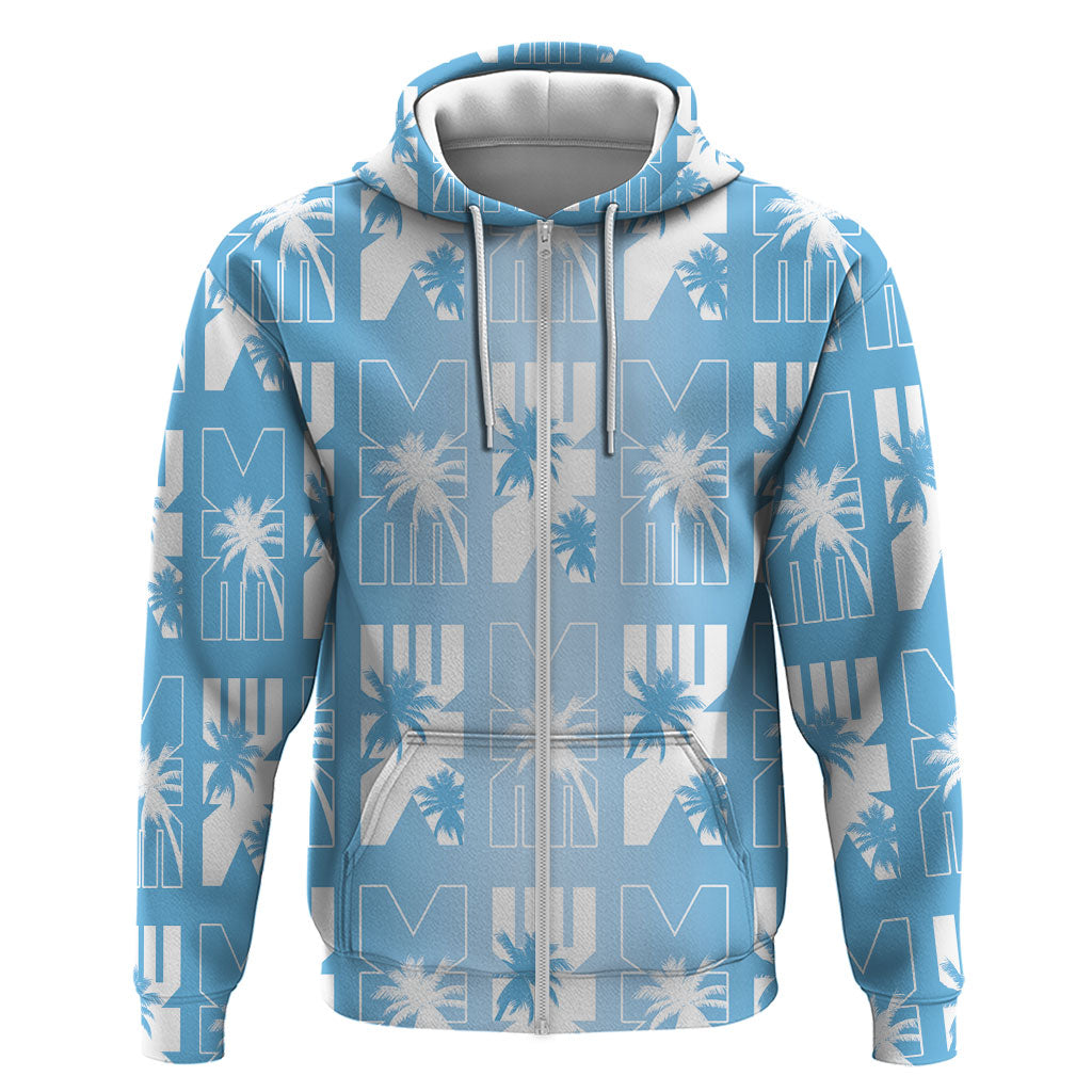 Bula Fiji Hoodie Blue Makare Masi Tapa Pattern LT05 Zip Hoodie Blue - Polynesian Pride