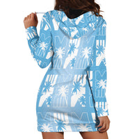 Bula Fiji Hoodie Dress Blue Makare Masi Tapa Pattern LT05 - Polynesian Pride