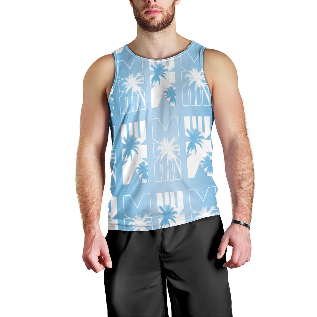 Bula Fiji Men Tank Top Blue Makare Masi Tapa Pattern LT05 - Polynesian Pride