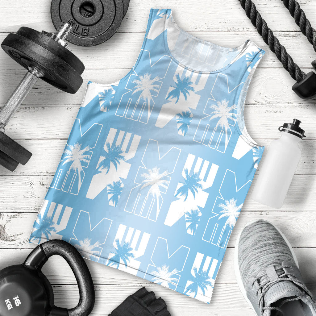 Bula Fiji Men Tank Top Blue Makare Masi Tapa Pattern LT05 - Polynesian Pride