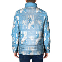 Bula Fiji Padded Jacket Blue Makare Masi Tapa Pattern LT05 - Polynesian Pride