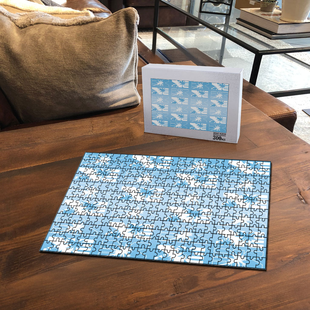 Bula Fiji Puzzle Blue Makare Masi Tapa Pattern LT05 - Polynesian Pride