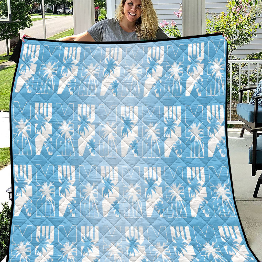 Bula Fiji Quilt Blue Makare Masi Tapa Pattern LT05 Blue - Polynesian Pride
