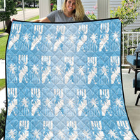 Bula Fiji Quilt Blue Makare Masi Tapa Pattern LT05 Blue - Polynesian Pride