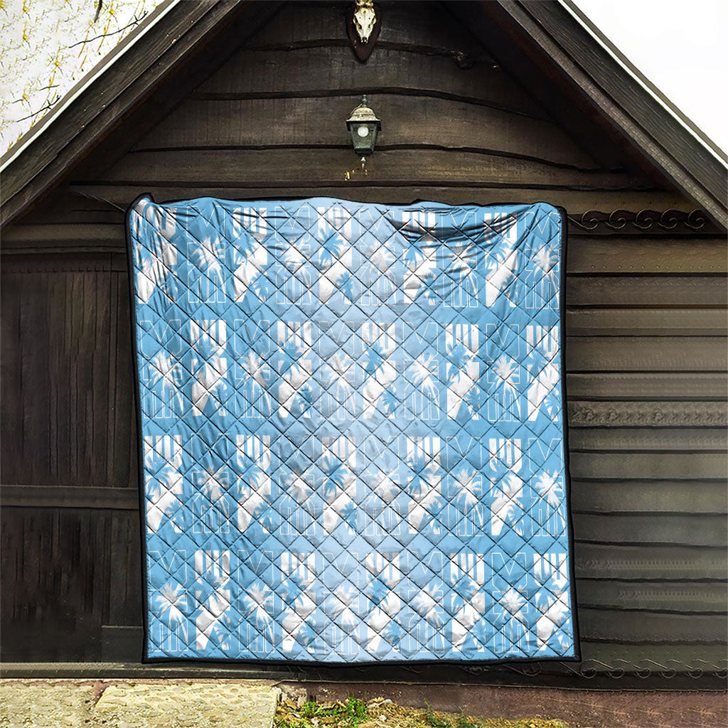 Bula Fiji Quilt Blue Makare Masi Tapa Pattern LT05 - Polynesian Pride