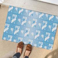 Bula Fiji Rubber Doormat Blue Makare Masi Tapa Pattern LT05 - Polynesian Pride