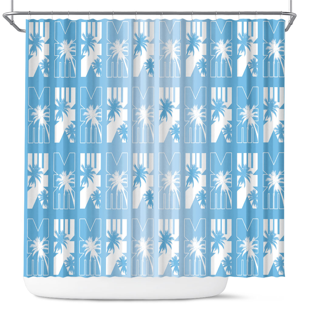 Bula Fiji Shower Curtain Blue Makare Masi Tapa Pattern LT05 Blue - Polynesian Pride