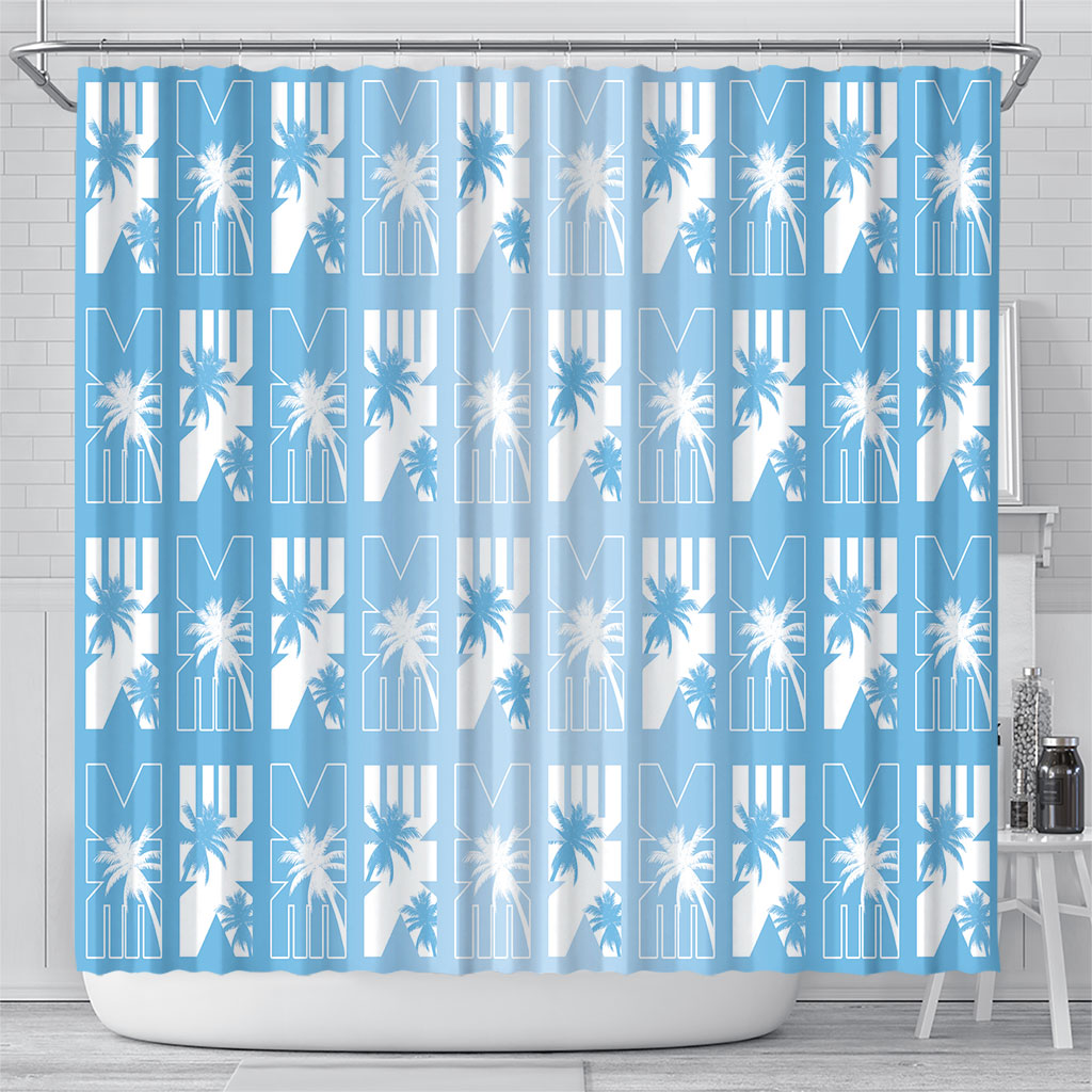 Bula Fiji Shower Curtain Blue Makare Masi Tapa Pattern LT05 - Polynesian Pride