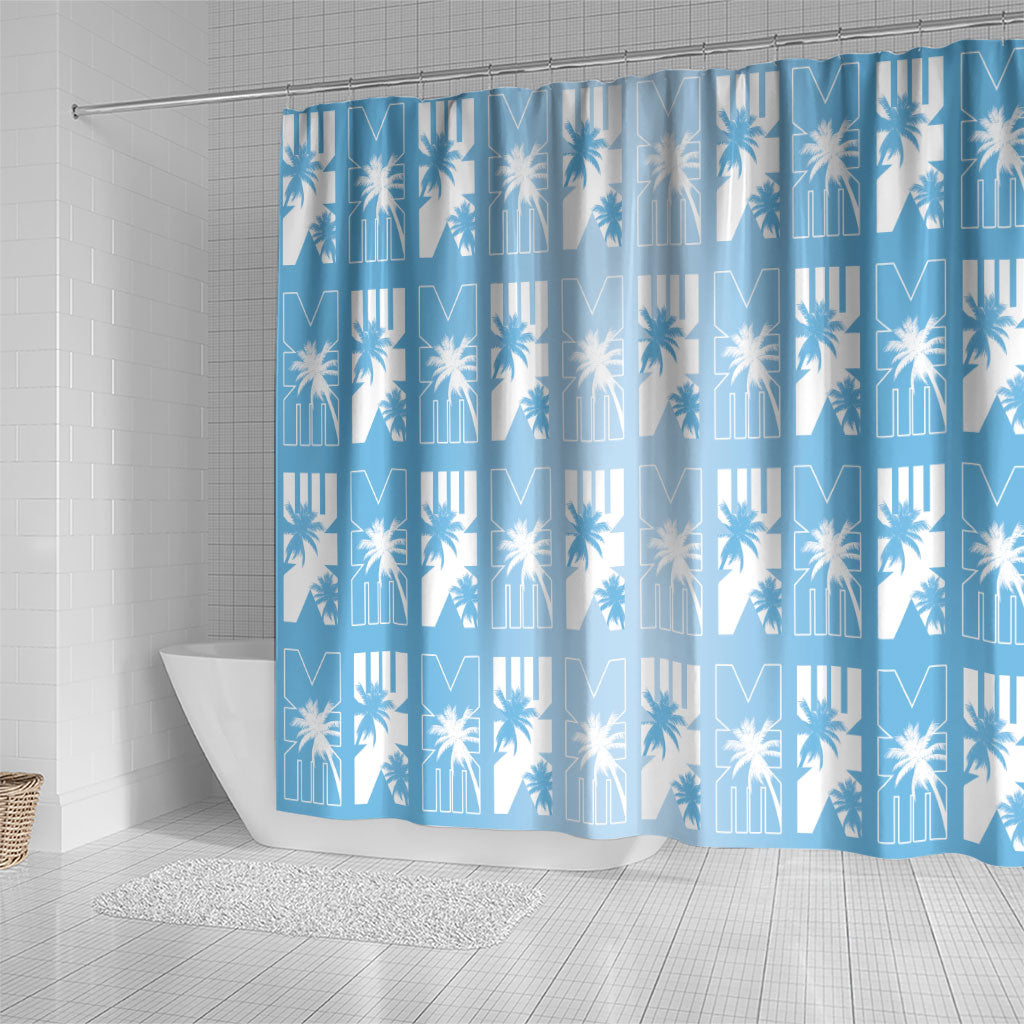 Bula Fiji Shower Curtain Blue Makare Masi Tapa Pattern LT05 - Polynesian Pride