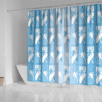 Bula Fiji Shower Curtain Blue Makare Masi Tapa Pattern LT05 - Polynesian Pride