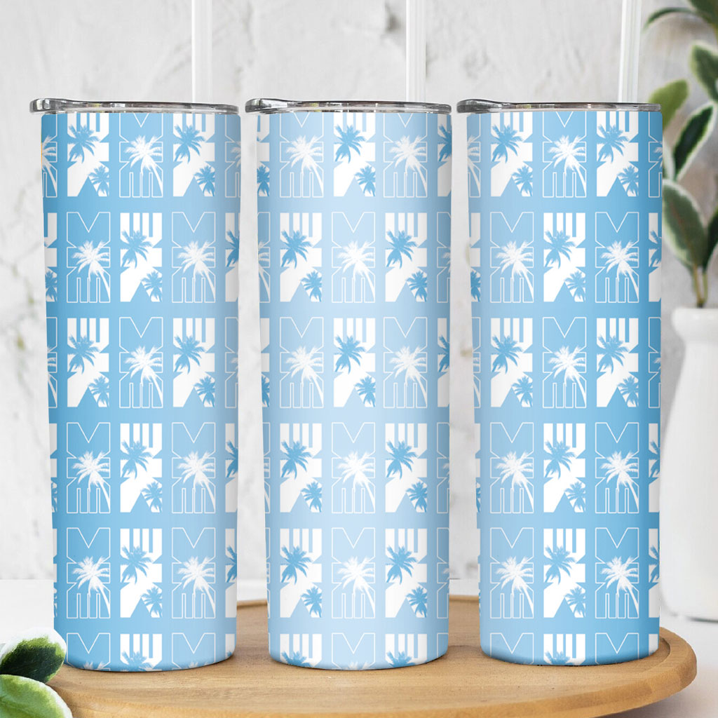 Bula Fiji Skinny Tumbler Blue Makare Masi Tapa Pattern LT05 - Polynesian Pride