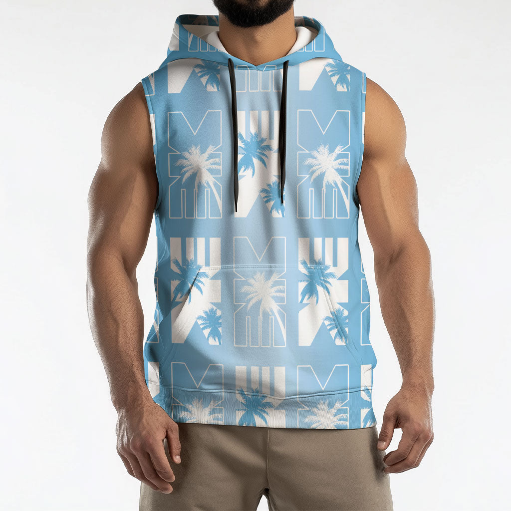 Bula Fiji Sleeveless Hoodie Blue Makare Masi Tapa Pattern LT05 - Polynesian Pride