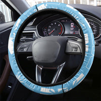 Bula Fiji Steering Wheel Cover Blue Makare Masi Tapa Pattern LT05 - Polynesian Pride