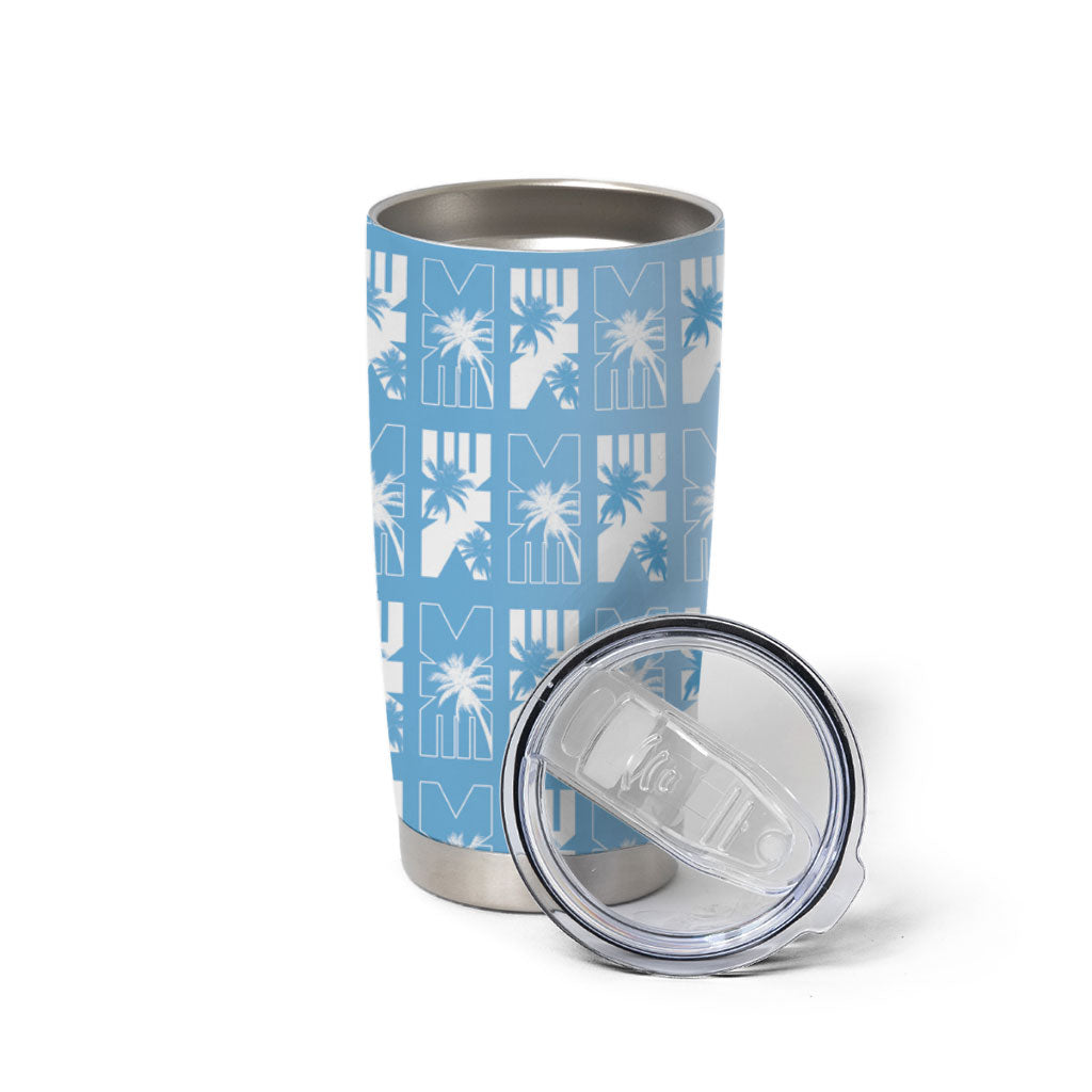 Bula Fiji Tumbler Cup Blue Makare Masi Tapa Pattern LT05 - Polynesian Pride