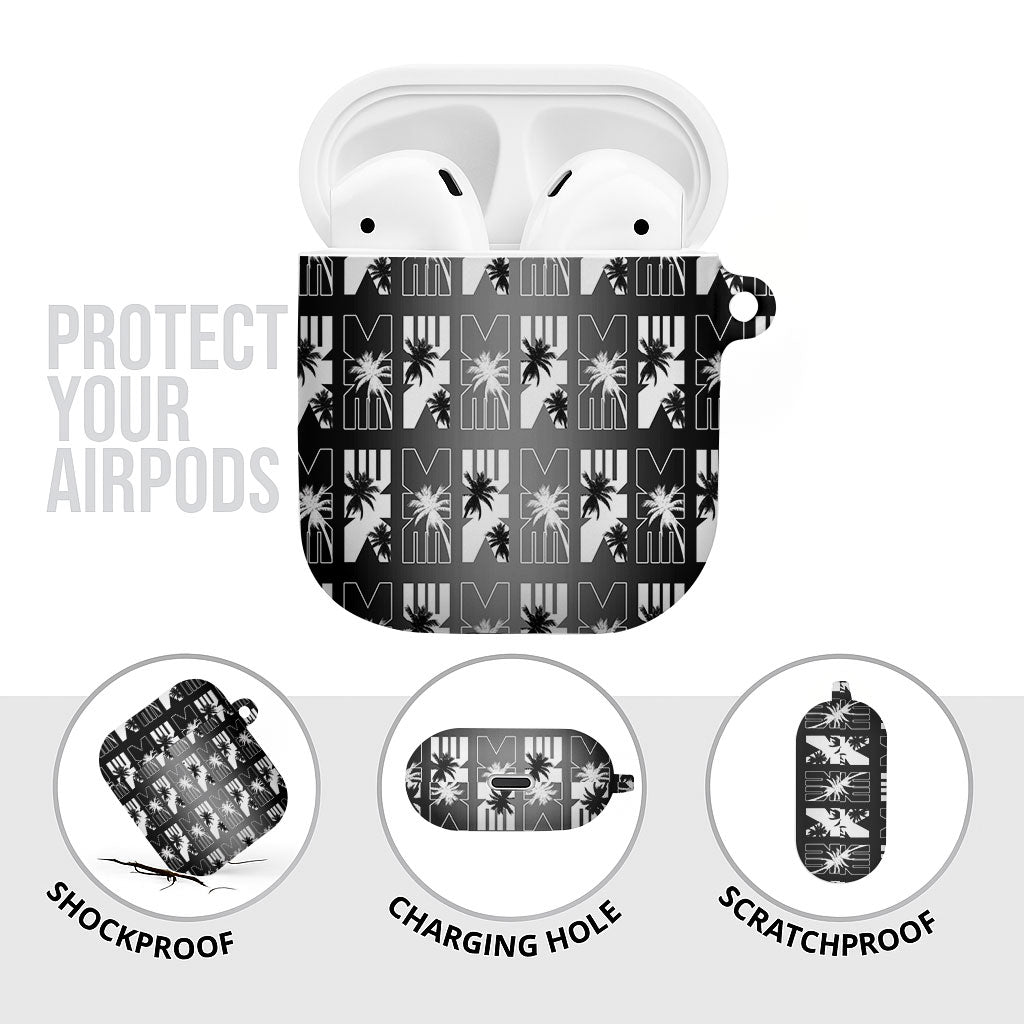 Bula Fiji AirPods Case Black Makare Masi Tapa Pattern LT05 - Polynesian Pride