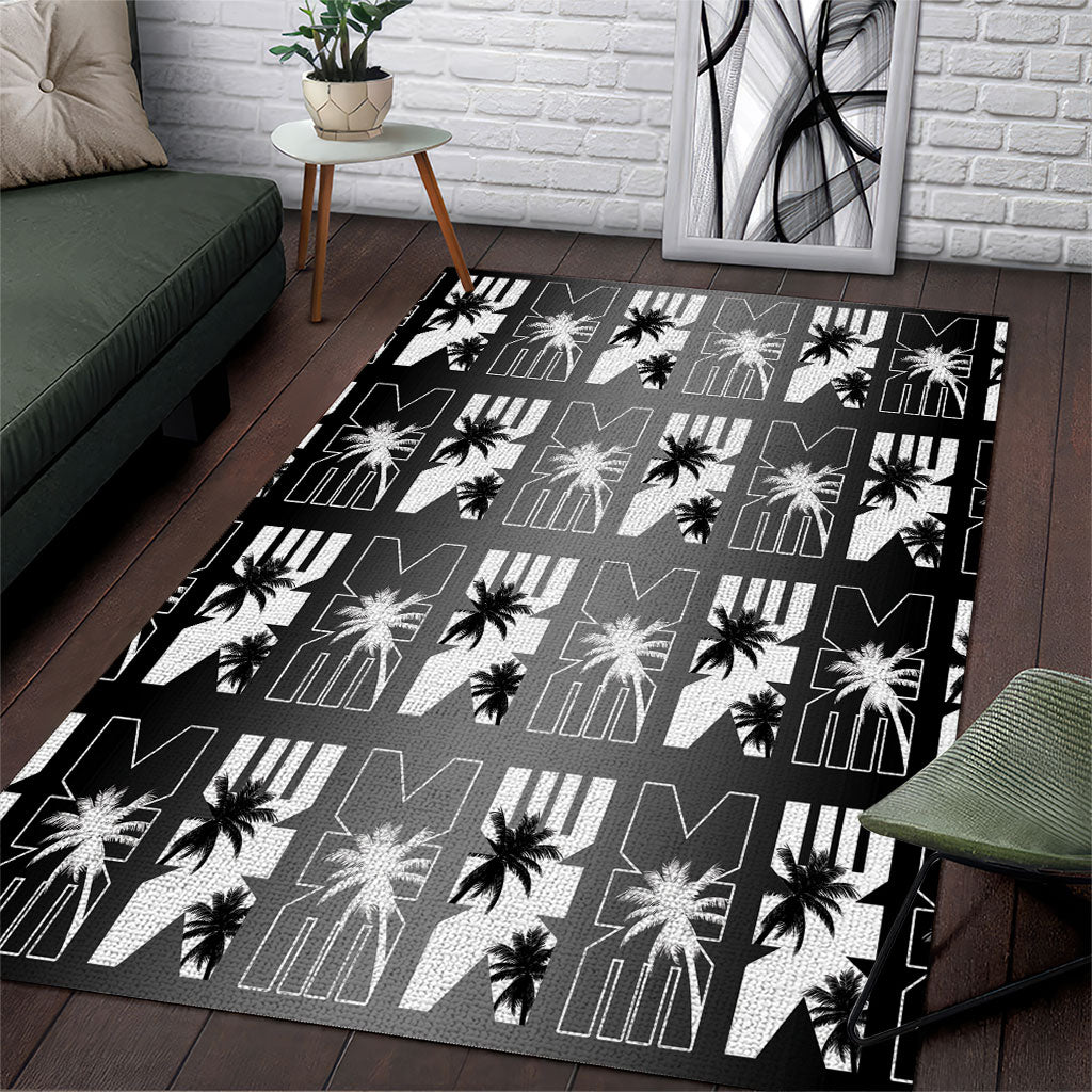 Bula Fiji Area Rug Black Makare Masi Tapa Pattern LT05 Black - Polynesian Pride