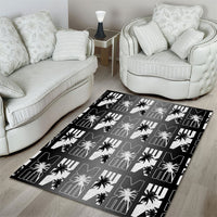 Bula Fiji Area Rug Black Makare Masi Tapa Pattern LT05 - Polynesian Pride