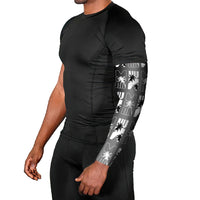 Bula Fiji Arm Sleeves Black Makare Masi Tapa Pattern LT05 - Polynesian Pride